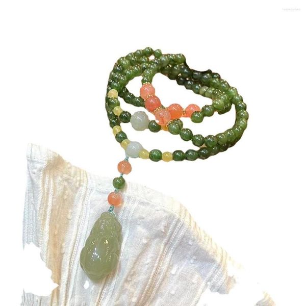 Brin Style chinois jaspe naturel perles rondes Bracelet multi-cercles collier de Jade Hetian femme Agate rouge du sud