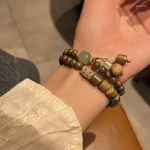 Bracelet de perles en bois de santal rétro de Style chinois, Antique, fait à la main, Design de Niche, perles de bouddha, élasticité chinoise Chic
