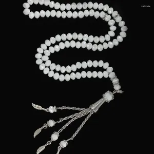 Bracelet classique en perles rondes en verre de cristal de 6mm, pendentif en alliage de prière fabriqué à la main, couleur musulmane neutre, cadeau de vacances