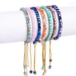 Strand klassieke boho-stijl handgemaakte glanzende veelkleurige kristallen kralen armband verstelbare edelsteen ketting gepaarde touw mode-sieraden