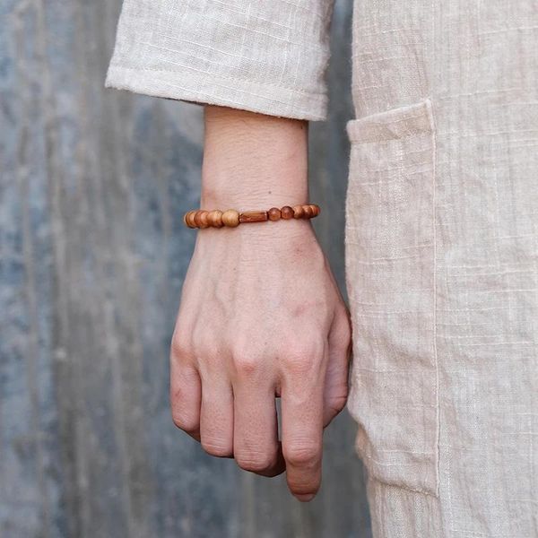 Strand Cliff – Bracelet en bois de cyprès pour hommes et femmes, perles de bouddha, pour Couple, rétro, pierre Picasso, bois de santal artistique