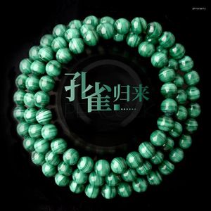 Bracelet en Malachite naturelle, niveau de Collection de brins, multi-trois cercles, pierre verte originale, perles, cordon à main, cadeau pour femmes