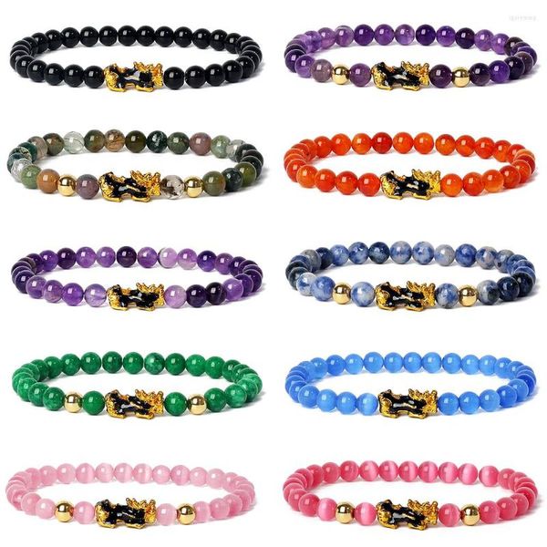 Brin couleur changé Pixiu porte-bonheur Bracelet hommes énergie naturelle pierre guérison Pi Yao Dragon perlé femmes richesse Feng Shui bijoux