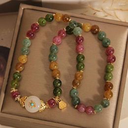 Bracelet de perle en pierre de couleur brin