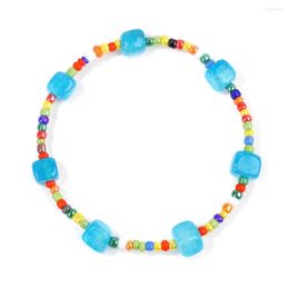 Strand Coloré 3mm Rocailles Bracelet Carré Agat Perles Stretch Yoga Énergie Bijoux Pour Femmes Hommes Étudiants Amitié Cadeau