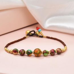 Pulsera de cuentas de colores para mujer, pulseras hechas a mano étnicas tibetanas Vintage, moda bohemia Retro para mujer