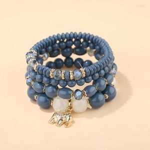 Strand coloré bohème bracelets femmes pierre de lave éléphant bracelet à breloques pendentif perles bracelet bracelets pour la fête