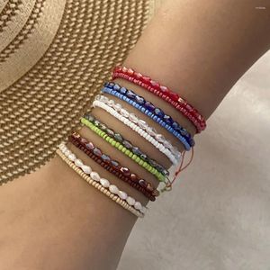 Strand Kleurrijke Rijst Kraal Weave Armband Voor Vrouwen Mode 2-Layer Kristal Kralen Hoge Kwaliteit Vakantie Sieraden Groothandel