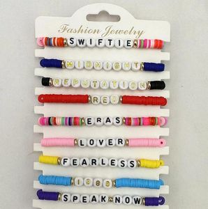 Bracelets de lettres d'amour empilables colorés, ensemble de perles d'argile douce réglables, Bracelet d'amitié Boho pour femmes, bijoux en or, cadeau