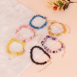 Bracelet en pierre colorée à brins adapté aux femmes, fait de matériaux de gravier naturel en cristal de qualité, bijoux à main