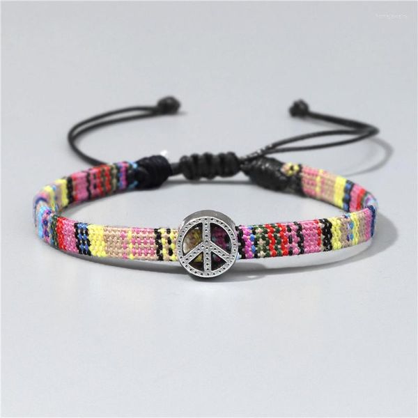 Strand Coloré Armure Corde Bracelet D'amitié Pour Femme Hommes Chanceux À La Main Coton Bracelets Bracelets Signe De Paix Bijoux Boho Tissé Cadeau