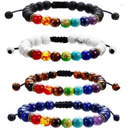STRAND kleurrijke yoga chakra boeddha kralen Energiebelet 8mm natuurlijke kristalsteen handwoven bangle cadeau voor vrouwen sieraden