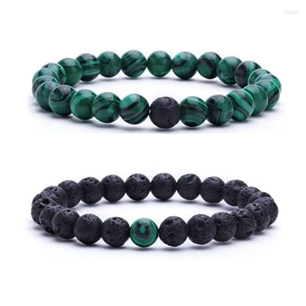 Strand Cool Malachite Bracelet Élastique Couleur Contrastante Perles Bracelet Pour Hommes Et Femmes Couple Poignet Accessoire