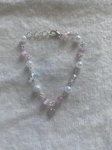 Strand Coquette Rose Quartz Crystal Beaded Bracelet Réglable Fait à la main