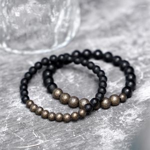 STRAND KAK BLACK AGATE BRACKET FACET MATTE kralen Handgemaakte antieke koperen Charm Metal Punk Stone Liefhebbers Gift voor mannen Vrouwen