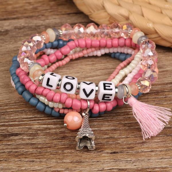 Pulsera de cuentas de colores de estilo étnico transfronterizo para mujer, elementos nacionales, arte de estudiantes chinos, joyería de cuerda de mano, venta al por mayor