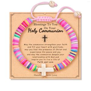 Bracelet Cross Strand pour filles - Première communion Baptême Confirmation Cadeaux Polymer Argile Perles Jewelry Votre petit