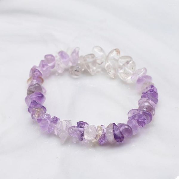 Bracelet en cristal à brins, en pierre naturelle irrégulière, bijoux à puces, améthyste, aigue-marine, cadeau pour femmes