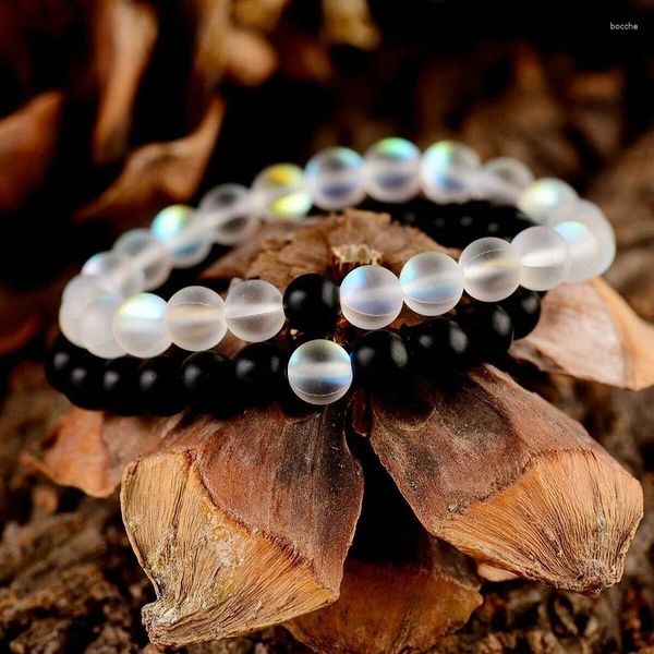 Strand Crystal Stone Beads Bracelet Couple Lover Men Femmes Femmes Yin Yang Stones Bracelets Gift Bijoux de vacances