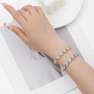 Brazalete de moissanita blanca de circonia cúbica para mujer, pulsera de moda, joyería