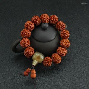 Strand Da Vajra Bodhi Bouddha Perle Handstring avec cinq pétales graines originales Viande frite Plaque de cercle unique jouant hommes Bracelet bijoux
