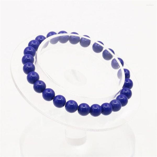 Hilo de resina artificial azul oscuro, cera de miel, pulsera de cuentas redondas de ámbar imitado, 8mm, 10mm, accesorios para mujer, 7,5 pulgadas Y111