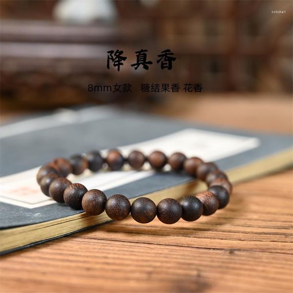 Hilo Descendente Cuerda de mano Pulsera de 8 mm Resultados de azúcar natural Incienso Anillo único Aloes Cuentas budistas Boutique Rosario Madera