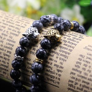 Conception de brin Leopard Stone Beads Bracelet Guérison Balance Prière Prière Natural Yoga pour hommes Femmes