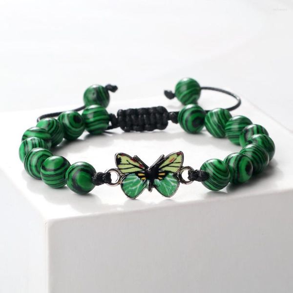 Strand Design Malaquita Hecho a mano Natural Tiger Eye Stone Agates Green Butterfly Colgante Brazaletes Lover Jewelry Gift