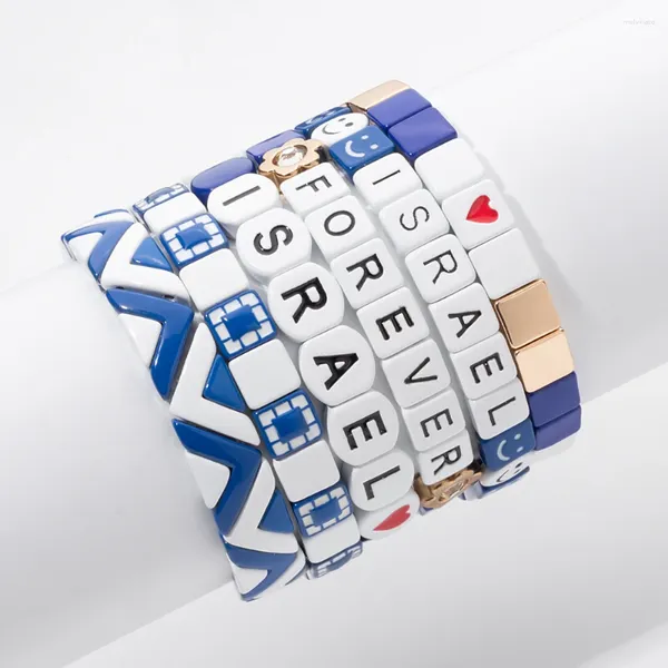 Bracelet en émail de formes multiples, conception de brins, avec Zircon, série BlueWhite, ensemble de paix, bijoux pour toujours