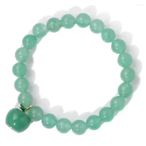 Bracelet de perles d'aventurine verte naturelle, Design de brin, pendentif en pierre en forme de pomme, à la mode, pour femmes et hommes, bijoux cadeau