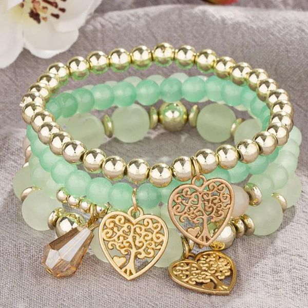 Brin DIEZI ethnique bohème perles de cristal bracelets pour femme filles arbre de vie corde élastique Bracelet Pulseira Feminina