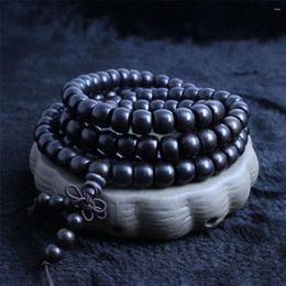 Strand vente directe naturel noir bois de santal pomme perles 108 Mala Bracelet mode hommes et femmes Yoga ou prière bijoux en gros