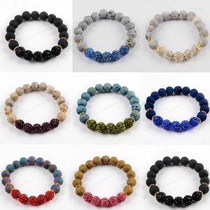 Bracelets de perles Disco en pierre naturelle ronde de 10mm, brin d'agate Druzy élastique pour Couple femmes hommes bijoux cadeau goutte