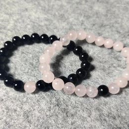 Ensemble de bracelets à Distance de brins, perles roses noires, paire assortie, cadeau de relations pour couples