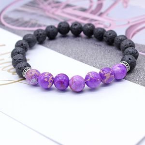 Brin bricolage Yoga énergie guérison équilibre Chakra Bracelet pierre naturelle perle bouddha Bracelets pour femme violet roches volcaniques
