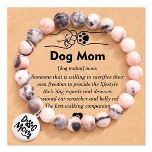 Bracelet de charme de chien à brin pour maman papa 8 mm zèbre rose cadeau de perle femme hommes cadeaux d'anniversaire de Noël de la fête des mères