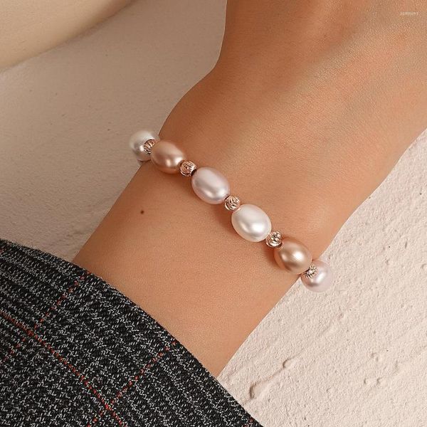 Strand DONATTO, pulsera de perlas de imitación Irregular para mujer, colgante de piedra Natural coreana, pulseras ajustables, joyería de aniversario