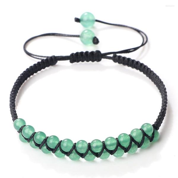 Hebra de doble capa trenzada pulsera mujer moda 4mm Natural verde púrpura azul rojo calcedonia cuentas pulseras ajustable hombres joyería