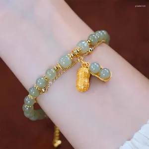 Bracelet Double couche en perles de Jade pour femmes, bijoux pour filles, cadeau coréen pour fête de mariage