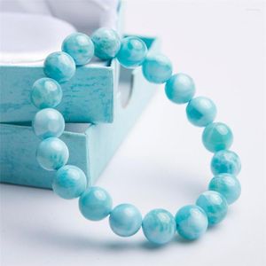 STRAND Drop echte natuurlijke blauwe larimar edelstenen strekken kristal ronde kralenarmbanden voor vrouwen mannen 10 mm