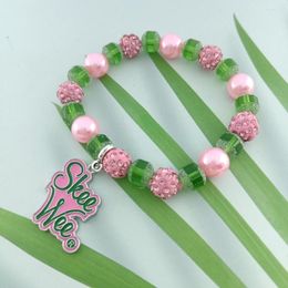 Strand Drop grec sororité mode rose vert élastique émail lettre bracelet à breloques pour cadeau femmes accessoires