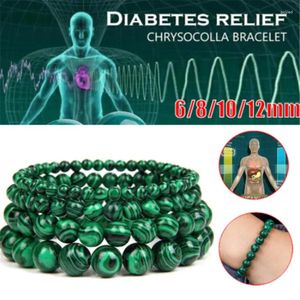 Bracelet en Malachite naturelle pour femmes, cadeaux, perles rondes, pierre de soulagement du diabète, bijoux chapelet pour hommes