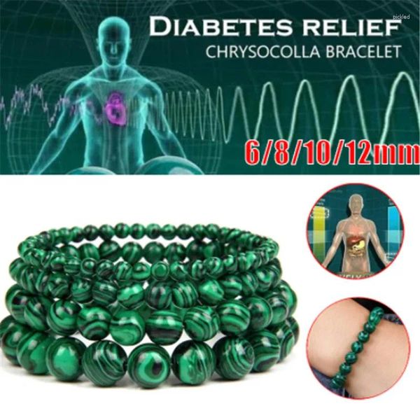 Pulsera de malaquita Natural con forma de gota para mujer, regalos con cuentas, forma redonda, piedra para aliviar la Diabetes, pulseras para hombre, joyería de Rosario