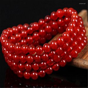 Strand Drop Women Femme Genuine Natural Red Gems Stone 6mm Loose Round Crystal Bead Jewelry Fashion Charm Bracelet