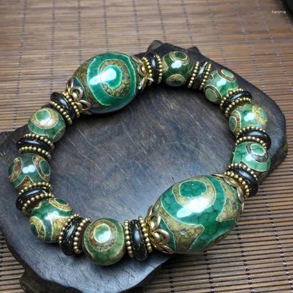 Bracelet de perles Strand Dzi Calcédoine Jade Agate
