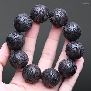 Strand Ebony Bracelet Divine Beast Homme 25mm Large Pixiu Lucky Beads