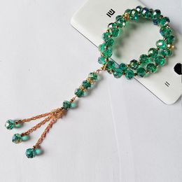 Strand Eid Al Adha Haji Festival Malachietgroen Kristal Moslim Armband Elastische Ketting Islam Pulseras Mujer Mode-sieraden