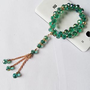Strand Eid Al Adha Haji Festival malaquita cristal verde pulsera musulmana cadena elástica Islam Pulseras Mujer joyería de moda