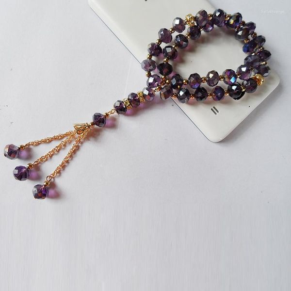 Strand Eid Al Adha dans les Bracelets musulmans Tasbih perles de prière chapelet 2 couches Bracelet en cristal violet Haji Festival produits tendances